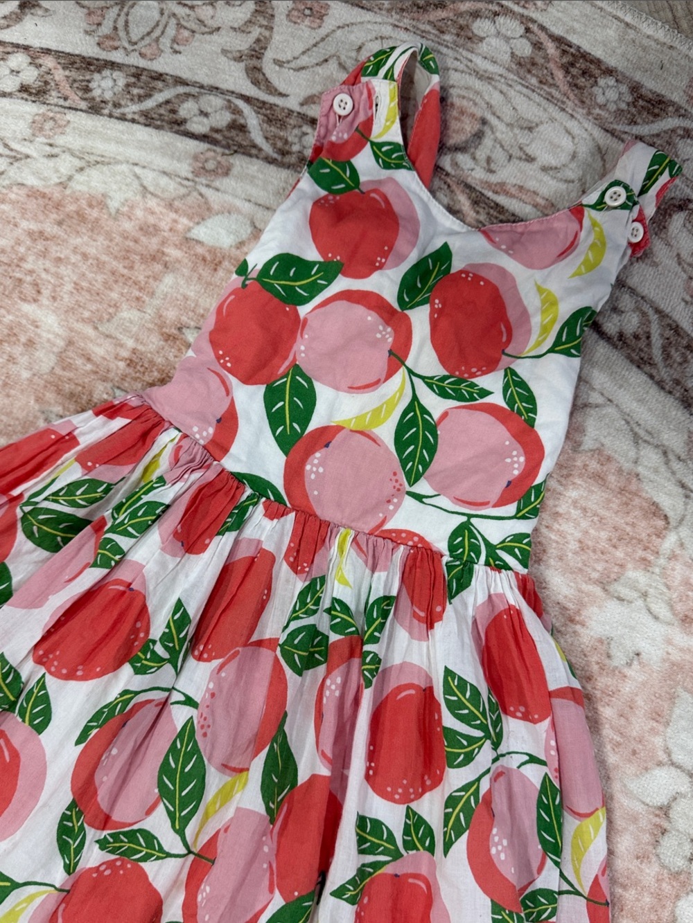 Girls Mini Boden Fruit Print Flouncy Sundress w/Criss-Cross Back Sz 6/7 EEUC